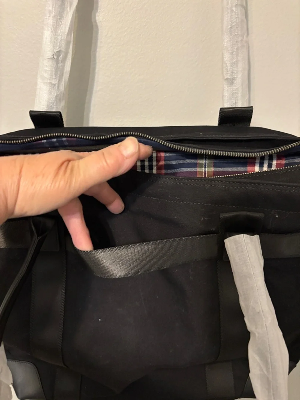 Brooks Brothers Black Canvas Tote with White Logo